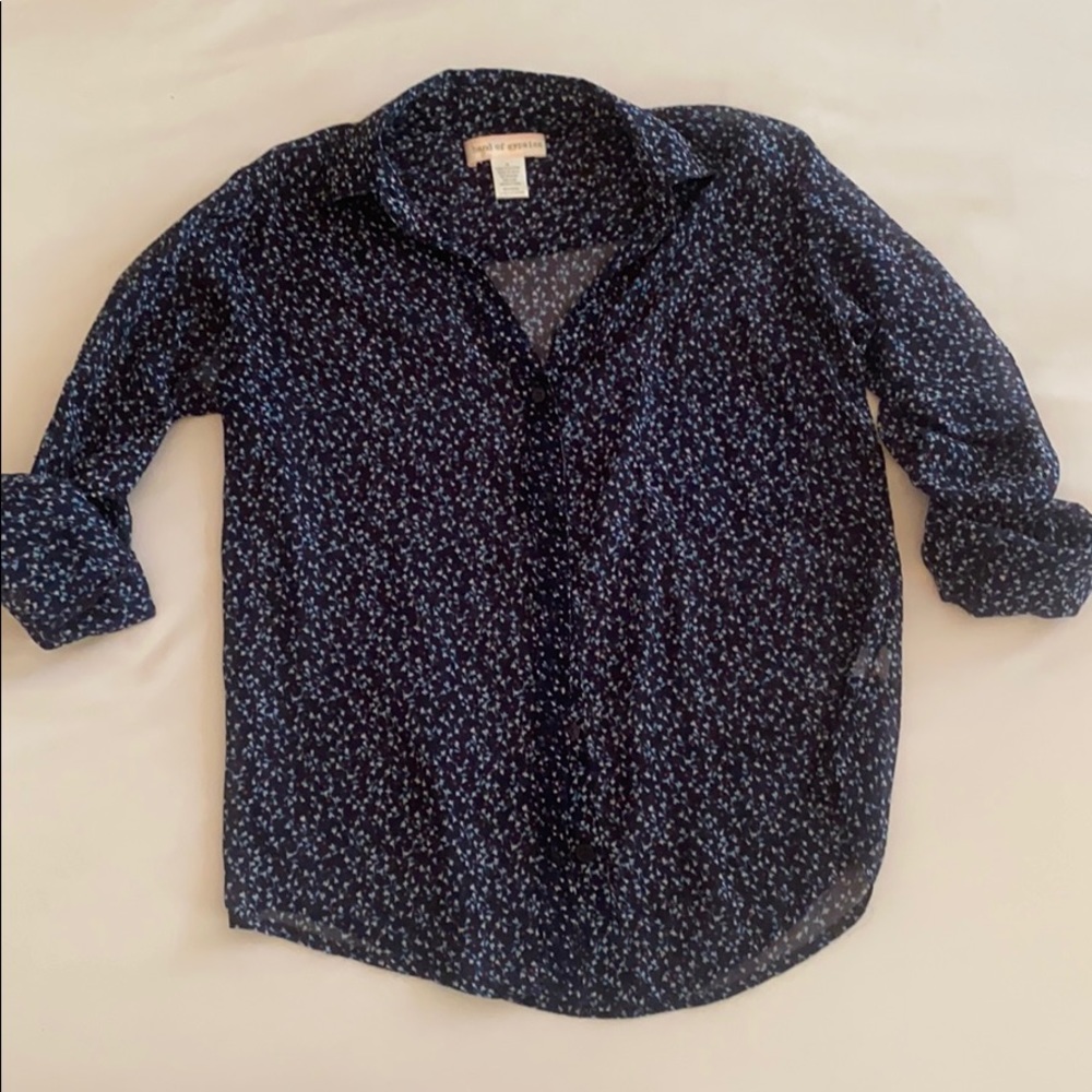 Navy patterned button down